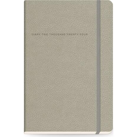 Ημερολόγιο ημερήσιο The Writing Fields Softline 2000 17x24cm 2024 με λάστιχο soft εξώφυλλο με υφή δέρματος Warm Grey
